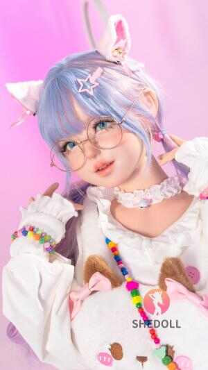 SHEDOLL ヤオヤオ 145cm 爆乳Gカップ 猫耳ツインテール眼鏡娘｜純白ロリータ着衣+ニーソ｜植毛･口腔チャネル･1:1複製｜メロウ体験/二次元嫁